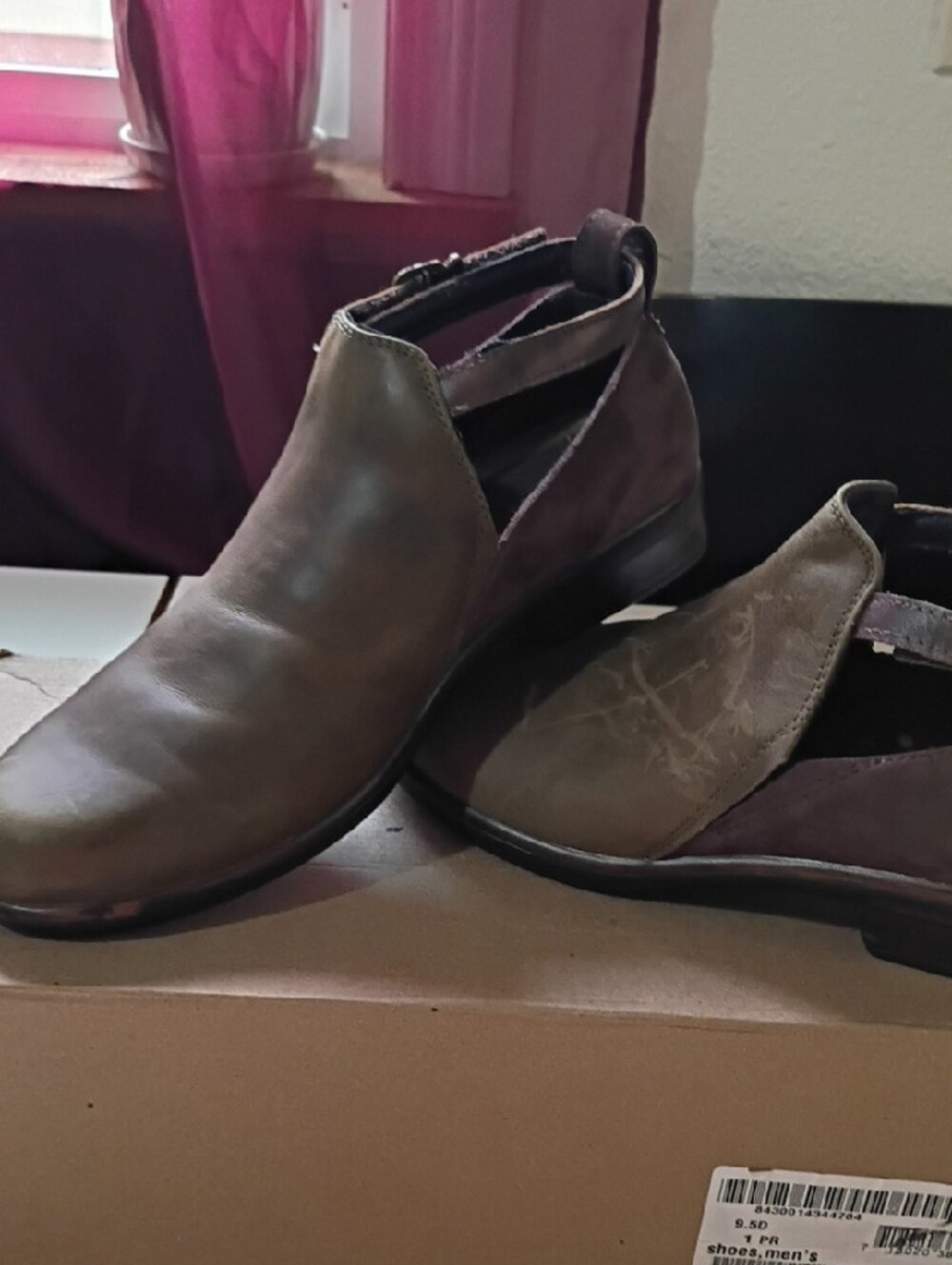 Naot Two-Tone Brown/Tan Leather Slingback Clogs - Picture 3 of 6
